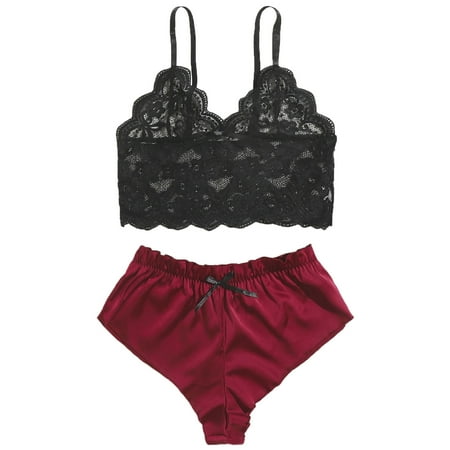 

Womens Red Floral Lingerie for Women M