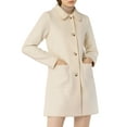 thumbnail image 6 of INSPIRE CHIC Women's Turn Down Collar Single Breasted Winter Mid Length Overcoat XL Cream White, 6 of 8