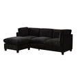 thumbnail image 5 of 96.5" Sectional Couch for Living Room, Upholstered Soft Chenille Fabric Sofa, 3-Seater with One Ottoman L Shape Sofa (Black), 5 of 11