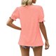 thumbnail image 4 of Camisa de verano informal holgada con cuello en V y manga abombada fruncida para mujer, 4 of 6