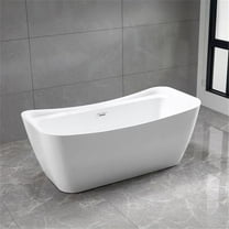 Bellaterra Home BA6536 67 in. Freestanding Acrylic Bathtub, Glossy White - 73 gal