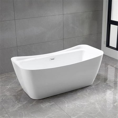 Bellaterra Home BA6536 67 in. Freestanding Acrylic Bathtub, Glossy White - 73 gal
