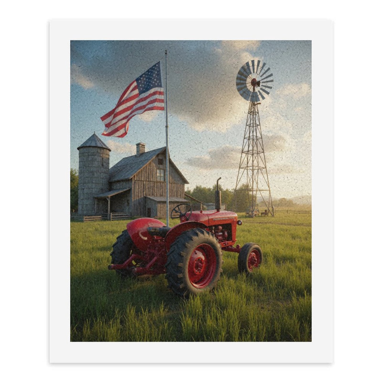 Paint By Numbers Kit for Adults Beginner - DIY Country Farm Tractor Windmill Sunset Canvas Painting Kits for Adults, Frameless Paint By Number for Adults for Home Wall Decor 16x20 Inch