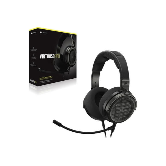 Corsair VIRTUOSO PRO Open Back Streaming/Gaming Headset - Carbon - Stereo - Mini-phone (3.5mm) - Wired - 32 Ohm - 20 Hz to 40 kHz - Over-the-head - Binaural - Circumaural - 5.91 ft Cable - Uni-dire...