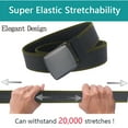 thumbnail image 3 of Elastic Belts Men Stretch Canvas Belt Durable Plastic Buckle for Work Travel Sports Trim to Fit 27- 46" Waist(Blue Strap Black Edge), 3 of 7