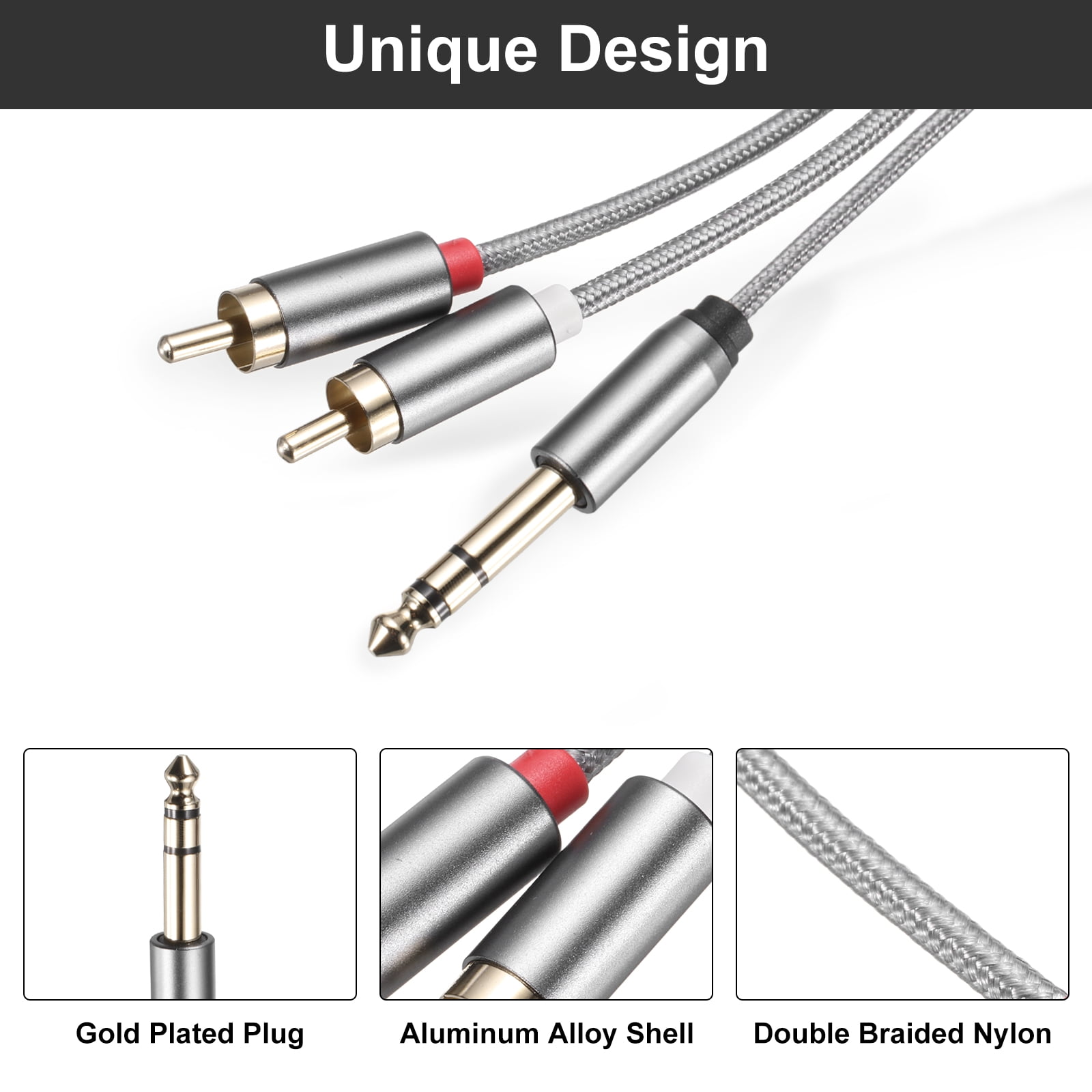 1/4 to RCA Cable, 33ft TRS to 2 RCA Stereo Audio Cable 6.35mm RCA Y Splitter