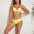 thumbnail image 3 of Bikini Traje De Baño Dividido Color Puro Transpirable Moda Slim Fit Trajes De Baño De Dos Piezas para Playa Amarillo Fluorescente M, 3 of 6
