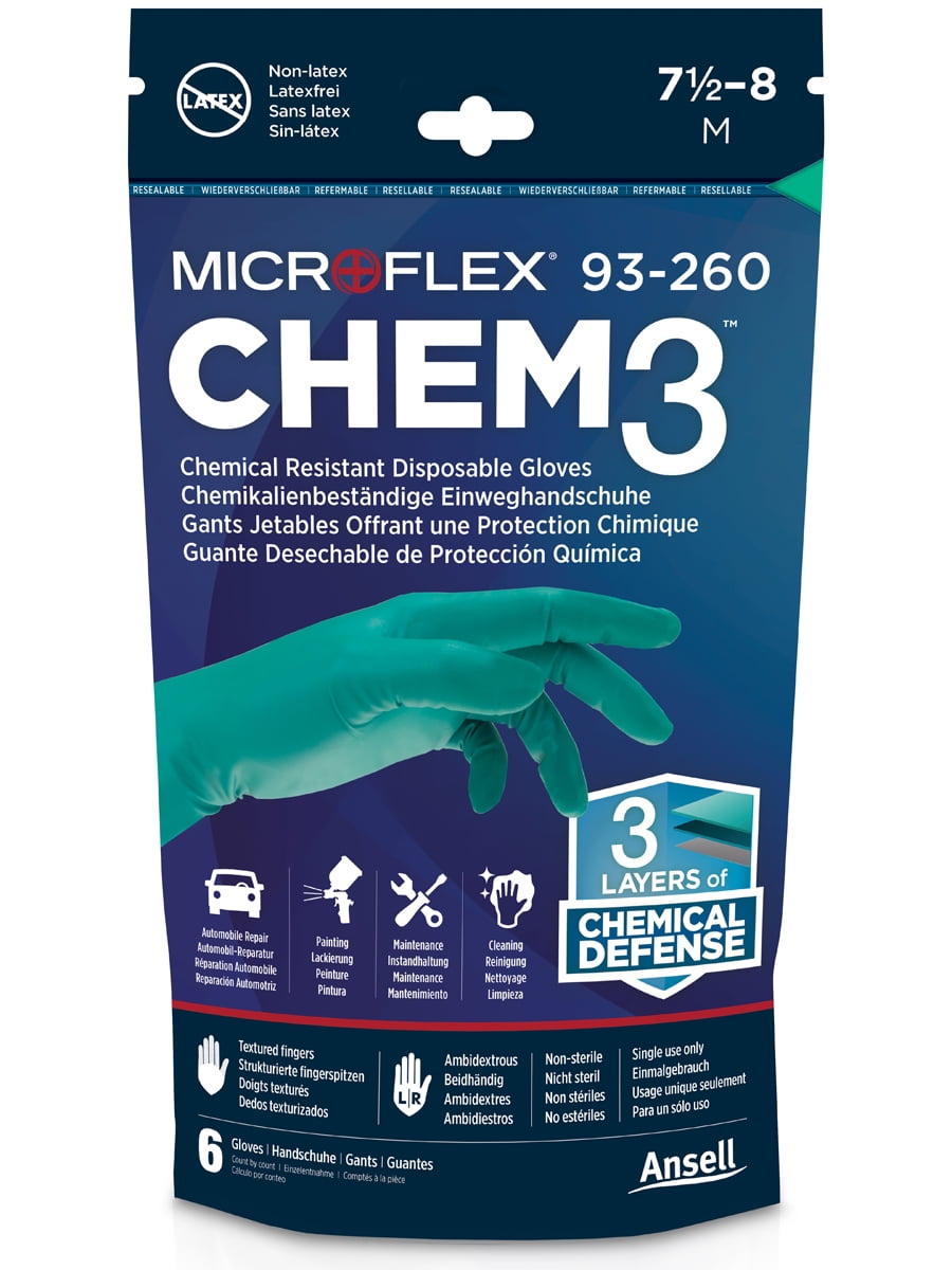 Microflex CHEM3 93260RP Nitrile and Neoprene Gloves Disposable