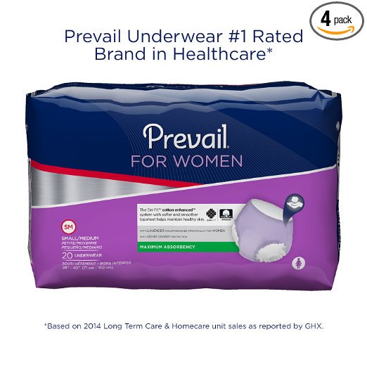 Prevail For Women Underwear Maximum Absorbency Small/Medium, 4 Pack