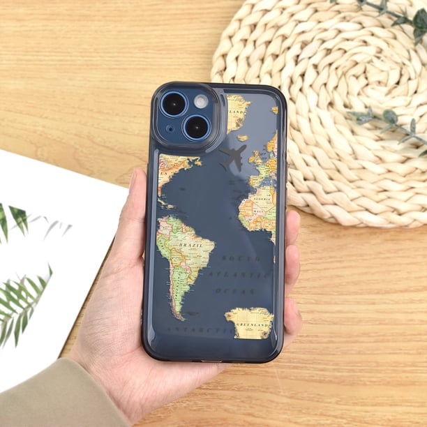 Map Transparent Black Lens All-inclusive Mobile Phone Case Is Suitable For Iphone14ProMax/14Plus/14Pro/14,iphone13ProMax/13MINI/13Pro/13,iphone12ProMax/12MINI/12Pro/12,iphone11ProMax/11Pro/11/XSMAX/X/