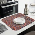 thumbnail image 3 of Orange Pioneer Flower and Paisley Pattern Dish Drying Mat for Kitchen 1 Pack, Ultra Absorbent Microfiber Dishes Drainer Mats,16"x18", 3 of 6