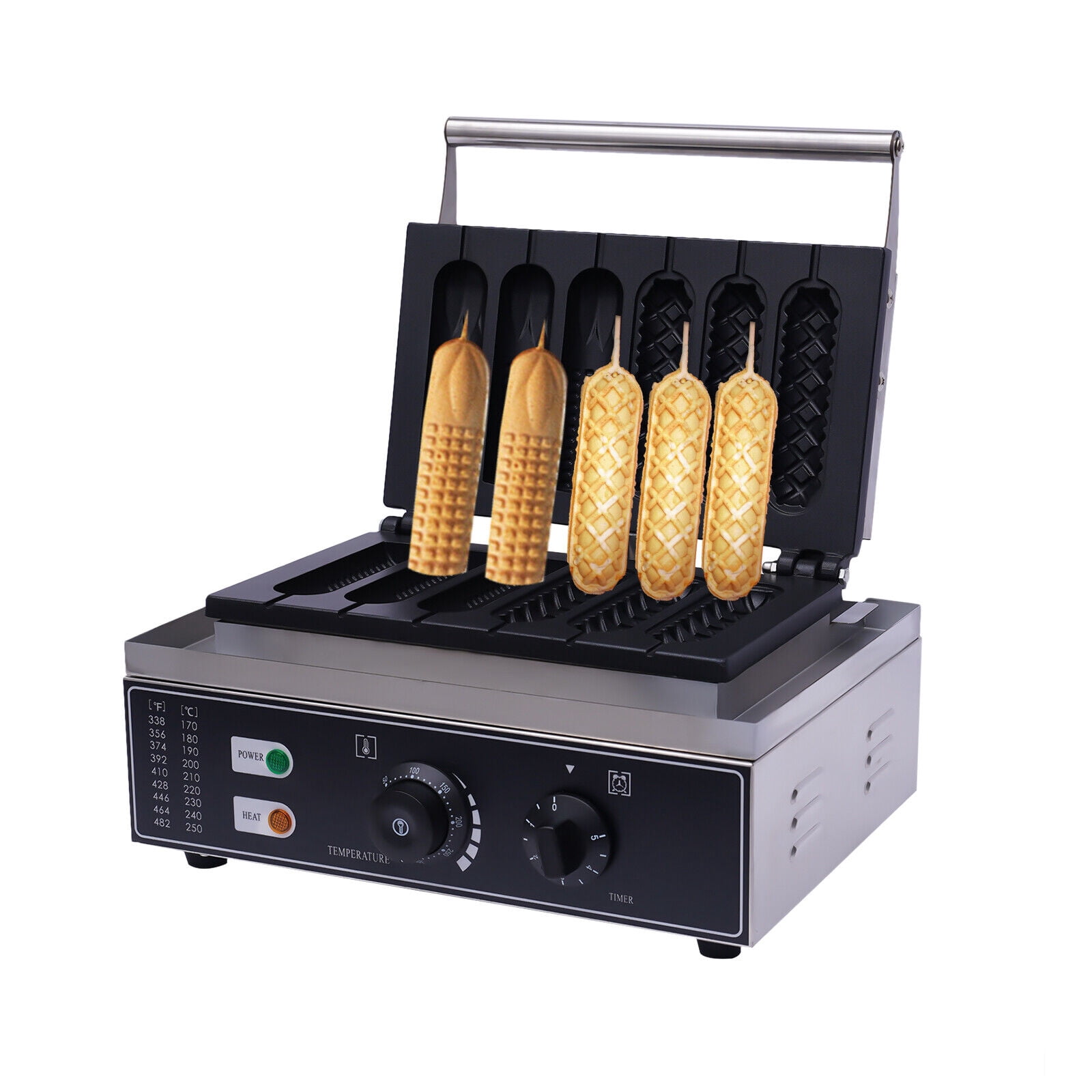 Commercial Hot Dog Waffle Maker Machine Non-Stick Electric 6pcs Waffle Hot Dog Maker