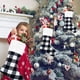 thumbnail image 4 of Medias navideñas: paquete de 4 medias navideñas de 18" con cuadros escoceses y puños de piel sintética de felpa blanca, para fiestas navideñas familiares, 4 of 5
