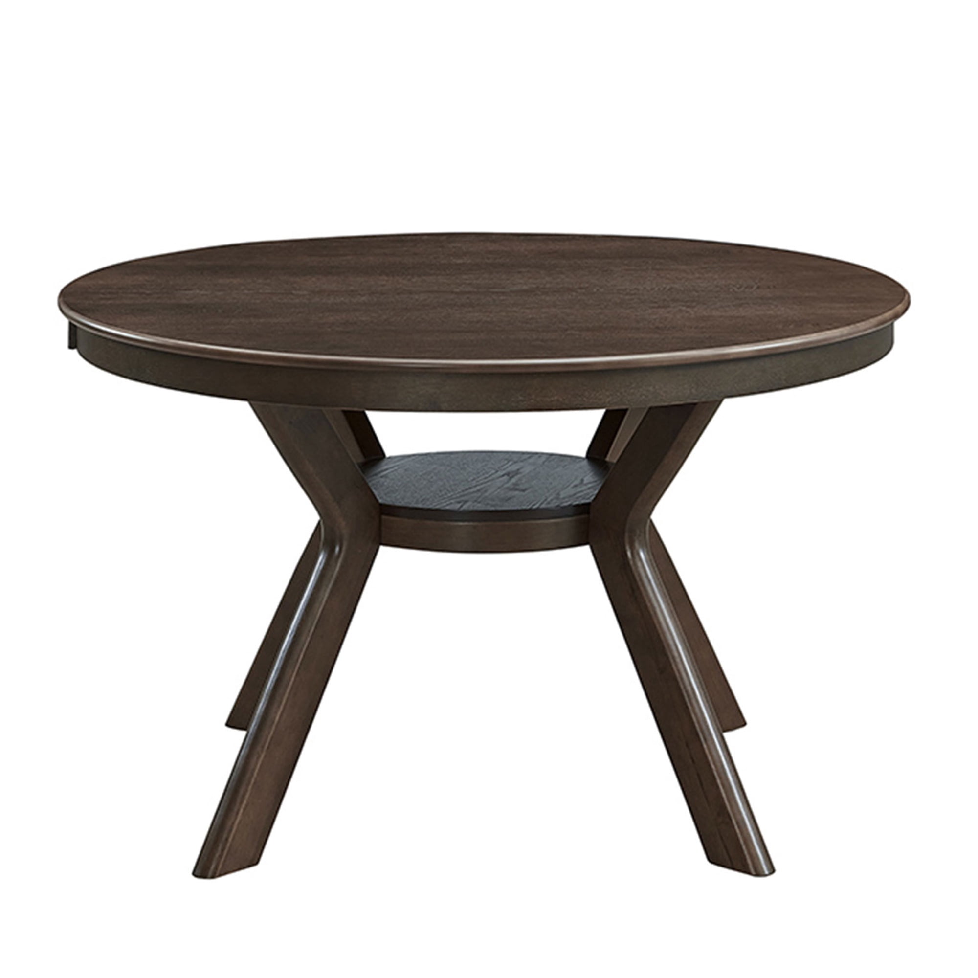 PORKISS 47" Round Dining Table for 4 People, Coffee Table, Modern Farmhouse Wooden Kitchen Table with Storage Shelf, Living Room, Dark Brown (Chairs Not Included)