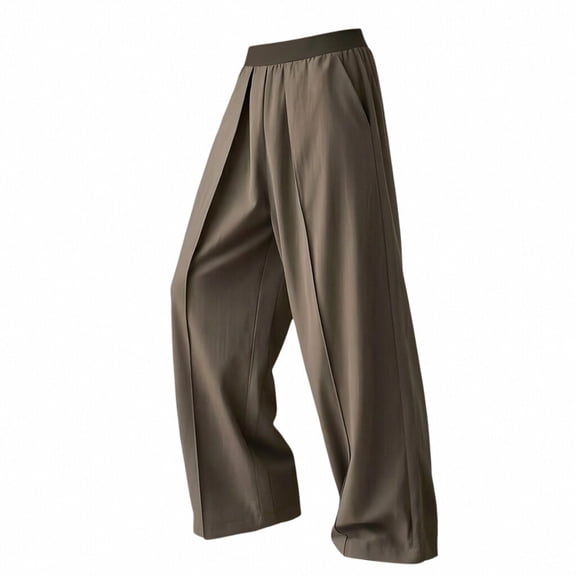 SAWOBUUN Mens Wide Leg Pleated Dress Pants Elastic Waist Loose Fit Trousers Comfortable Business Casual Pants