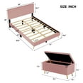 thumbnail image 7 of 2 Pieces Bedroom Sets, Queen Size Corduroy Platform Bed with Storage Ottoman, Platform Bed with Tufted Headboard and Metal Legs, Entryway Bench Ottoman Bench for Living Room, Bedroom, Pink, 7 of 7