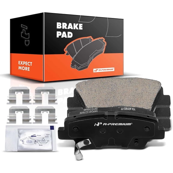 A-Premium Rear Ceramic Brake Pads Set Compatible with Hyundai and Kia Models - Accent, Elantra, Elantra Coupe/GT, Sonata, for Veloster, Cadenza, Forte, Optima, Soul, Forte Koup, Forte5
