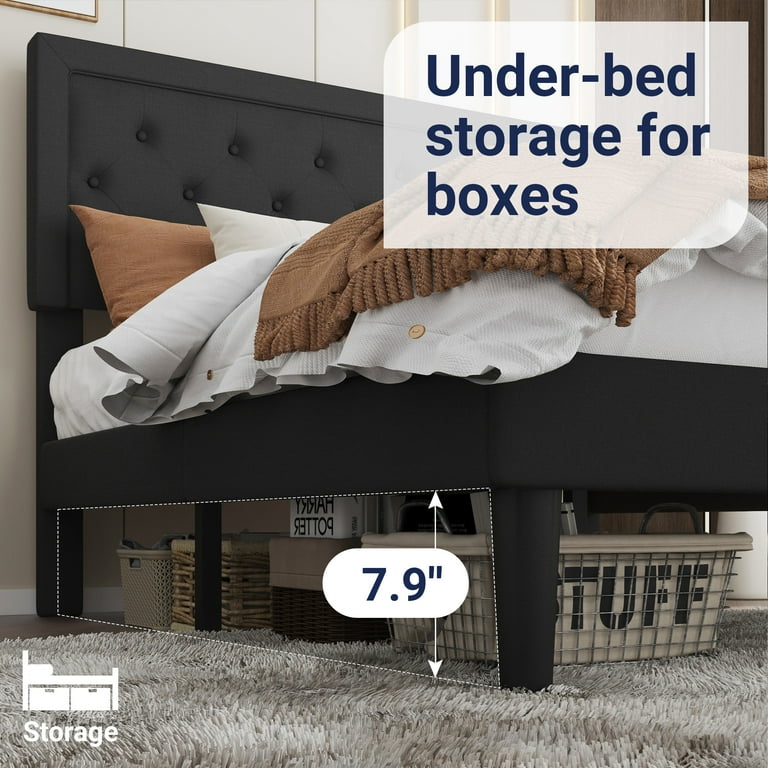 Allewie King Size Upholstered Platform Bed Frame with