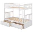thumbnail image 5 of Twin Over Twin Bunk Bed with 2 Storage Drawers, Wood Convertible Bunk Bed with Safety Rail and Trundle, Platform Bedframe for Teens Adults, No Spring Box Needed, White, 5 of 9