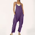 thumbnail image 2 of Dpytoraw Womens Solid Suspenders Casual Pants Jumpsuit Casual Pocket Jumpsuit Purple, 2 of 5