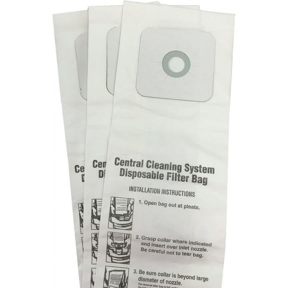 CENTRAL VACUUM BAGS for Nutone 391, 391-8, 3918, 44186 3-Pack