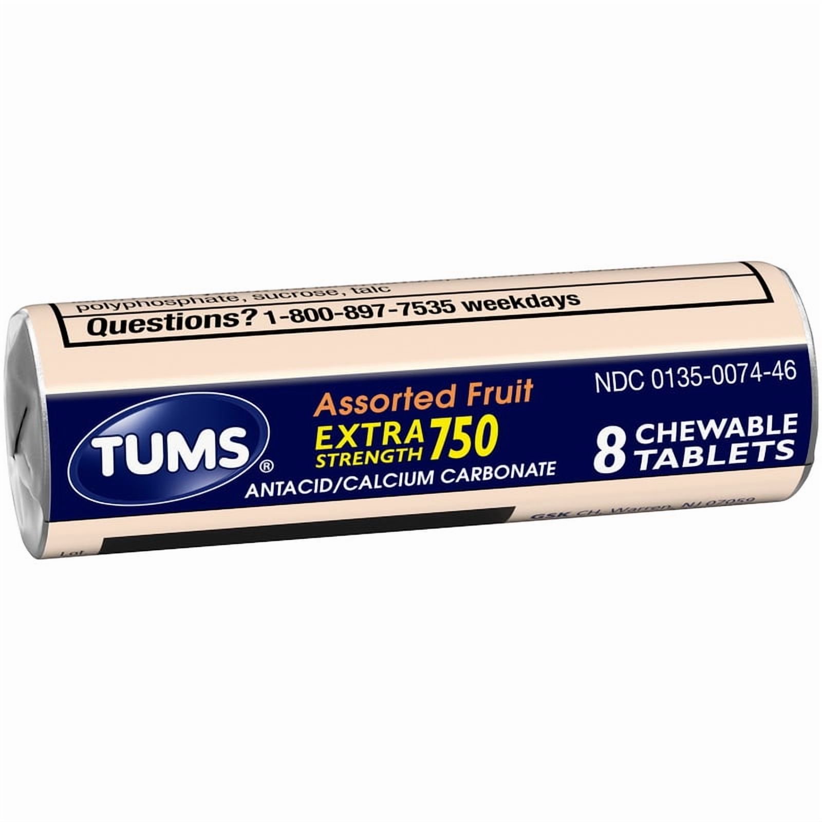 (Price/Case)Tums Extra Strength Assorted Fruit Antacid Chewable Tablets 8 Tablets - 12 Per Pack - 30 Packs Per Case