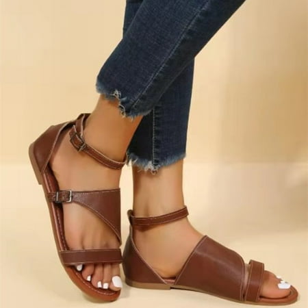 

Vedolay Cushionaire Sandals Women Sandals for Women Summer Open Toe Solid Color Cute Retro Wedge Platform Sandals White 7