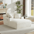 thumbnail image 3 of Lovableguy Oversized Chaise Lounge Chair Indoor,Comfy Deep seat Lounge Sofa with Cup Holders and Storage Pockets,Sleeper Sofa Bed for Living Room,Bedroom,No Assembly Required,Cream, 3 of 7