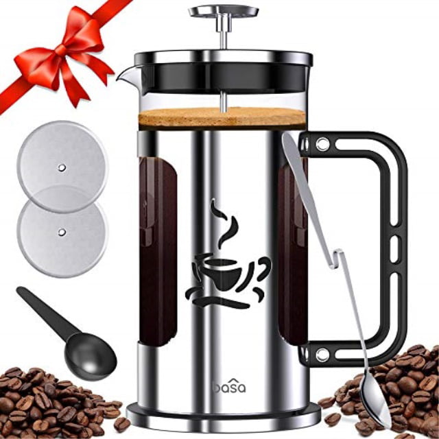 304 Stainless Steel Coffee Press with 4 Filt French Press Coffee Maker 34 o...
