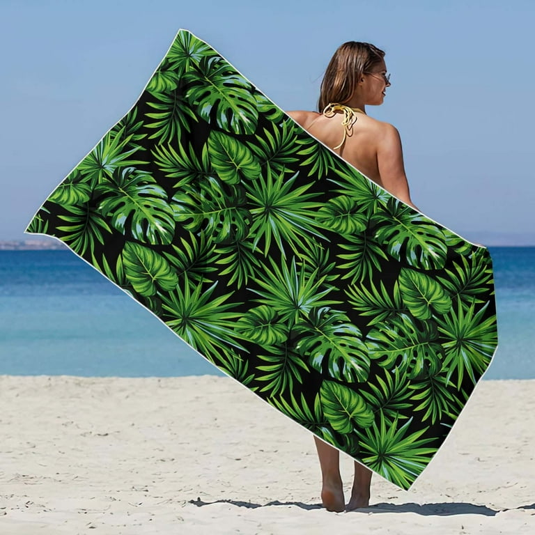 Beach Towel Microfiber Beach Towels Oversized Lightweight Quick Dry Sand Proof Absorbent Compact Beach Blanket for The Swimming Sports Palm Leaf 30x60 Inch Walmart