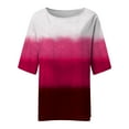 thumbnail image 4 of B91xZ Tops for Women 2024 Drop Shoulder Round Neck Tops Casual Solid Color Basic Tees,Hot Pink M, 4 of 4