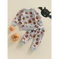 thumbnail image 2 of Toddler Baby Boys Girls Halloween Outfits Pumpkin Boo Long Sleeve Sweatshirt Tops Drawstring Pants Set Fall Winter Clothes, 2 of 8