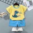 thumbnail image 2 of TOWED22 Toddler Baby Boy Clothes Boys Summer Outfits Short Sleeve Patchwork T-Shirt & Solid Shorts Set 12 Months-5T(Blue,18-24 Months), 2 of 4