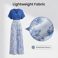 thumbnail image 4 of Women Floral Two Piece Pants Set Short Sleeve V Neck Top Wide Leg Pants Matching Outfit Dressy Summer Set, 4 of 8