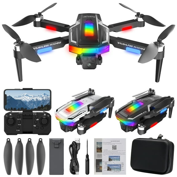 kttectoa Drones Gifts FPV Drone with ESC Camera Brushless Motor and Cool Lights Drones .4G Quadcopter Altitude Hold Obstacle Avoidance for Kids Adults Christmas