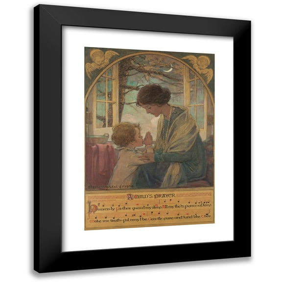 Jessie Willcox Smith 11x14 Black Modern Framed Museum Art Print Titled - A Child's Prayer (1925)