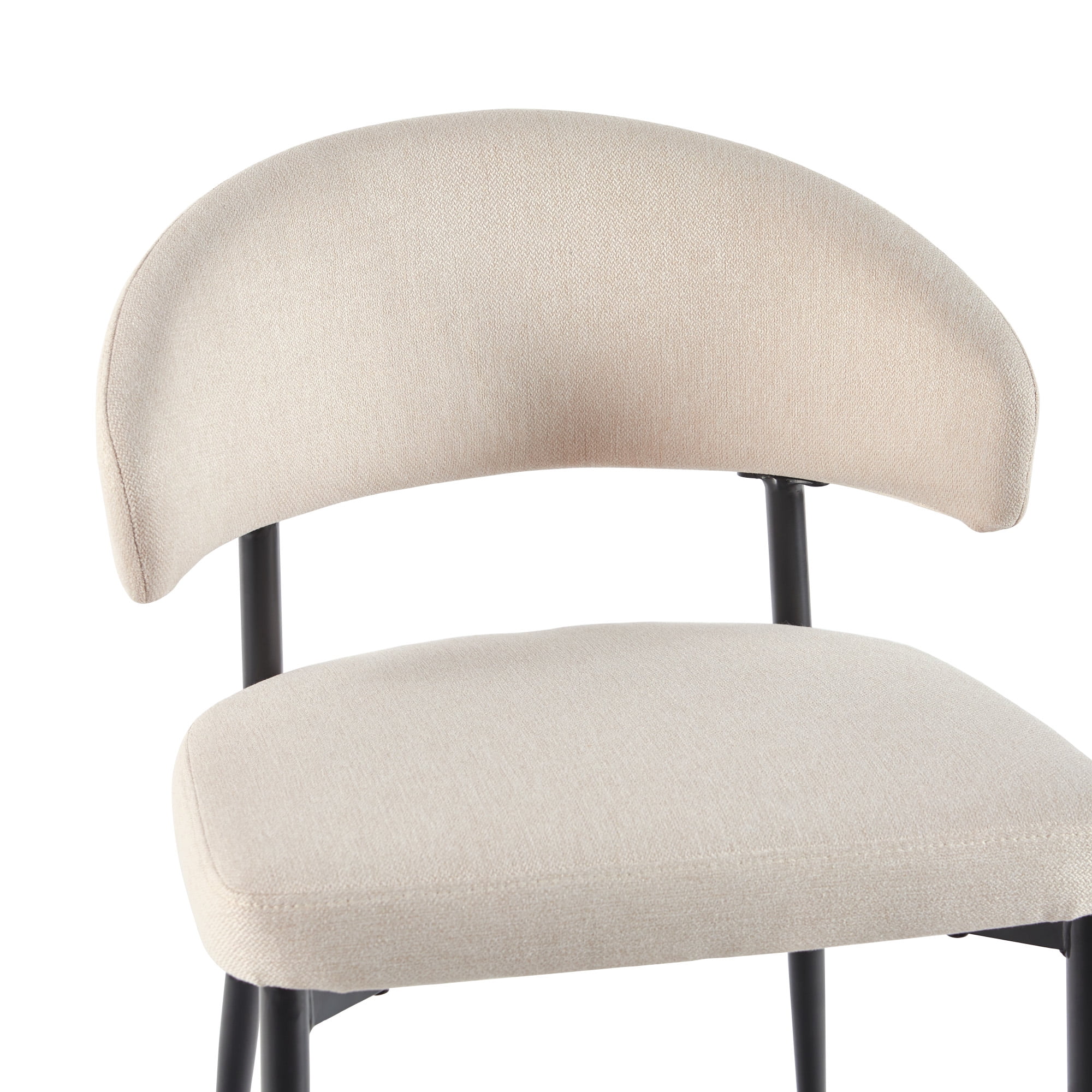 Walker Edison Modern Curved Back Upholstered Dining Chair, Set of 2, Ivory