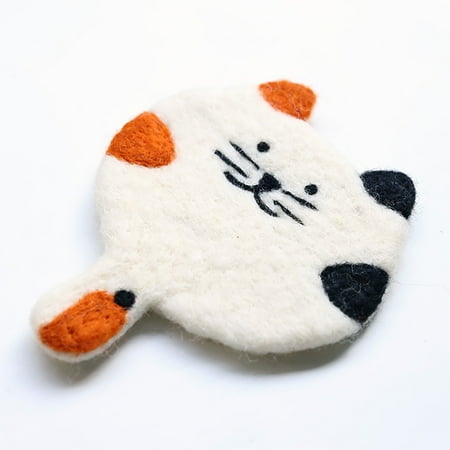 

EKOUSN Black and Friday Deals Wool Coasters- Set Of 4 Wool-Felt Cat Shape-Coasters -Gifts For Cat Lovers-Coaster Set-Funny Drink-Coasters