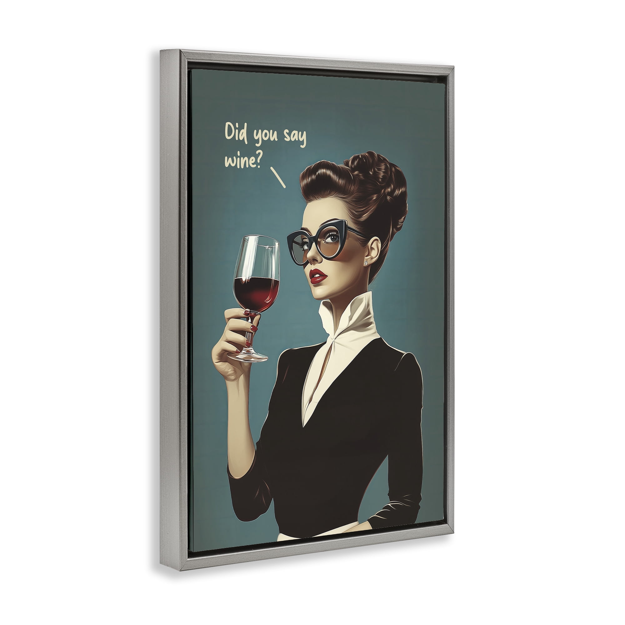 Stupell Industries Did You Say Wine Gray Framed Floater Canvas Wall Art, design by Andreas Magnusson