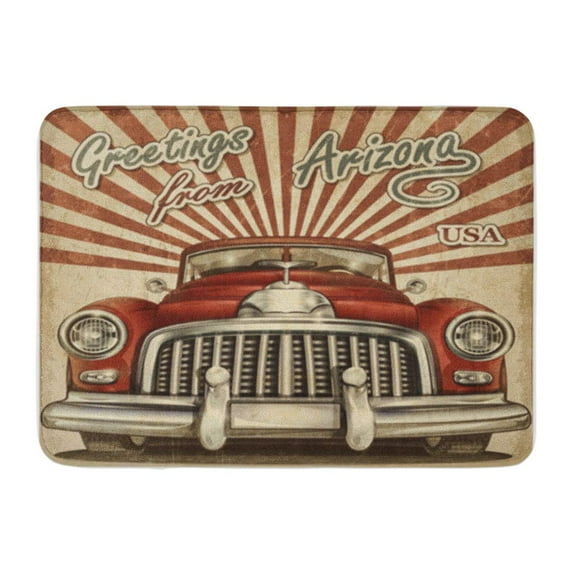 LADDKE 1950S Vintage Touristic Retro Car Arizona 1960S 1970S 40S Aged Doormat Floor Rug Bath Mat 23.6x15.7 inch
