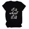 thumbnail image 1 of Camiseta informal de gran tamaño, manga corta, cuello redondo, camisa de verano suave para mujer, camiseta con letras en blanco y negro, 1 of 4