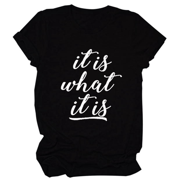 Camiseta informal de gran tamaño, manga corta, cuello redondo, camisa de verano suave para mujer, camiseta con letras en blanco y negro