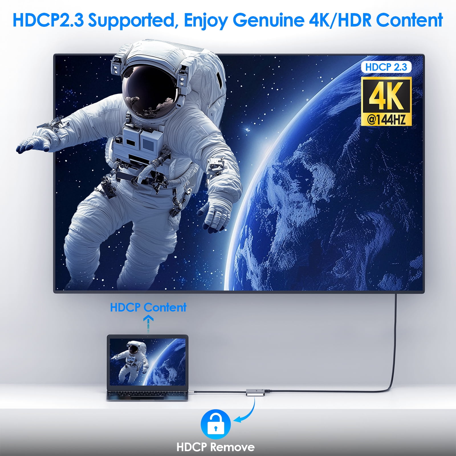 WAVLINK USB-C to Quad HDMI Adapter, 4K USB-C Adapter, Support PD In 140W Out 130W, Compatible with MacBook Neo Windows, macOS, Chrome OS, Linux and Android