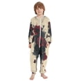 thumbnail image 2 of BZSMCE Unisex One-piece Pajama Cotton Sleepwear Gothic Red Floral Drizzle Printed, 2 of 8