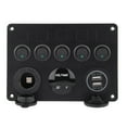 thumbnail image 1 of Qiilu Toggle Switch Panel, 12-24V 5 Gang On/Off Toggle Switch Panel Dual USB Voltmeter For Car Boat Marine Truck, 1 of 8