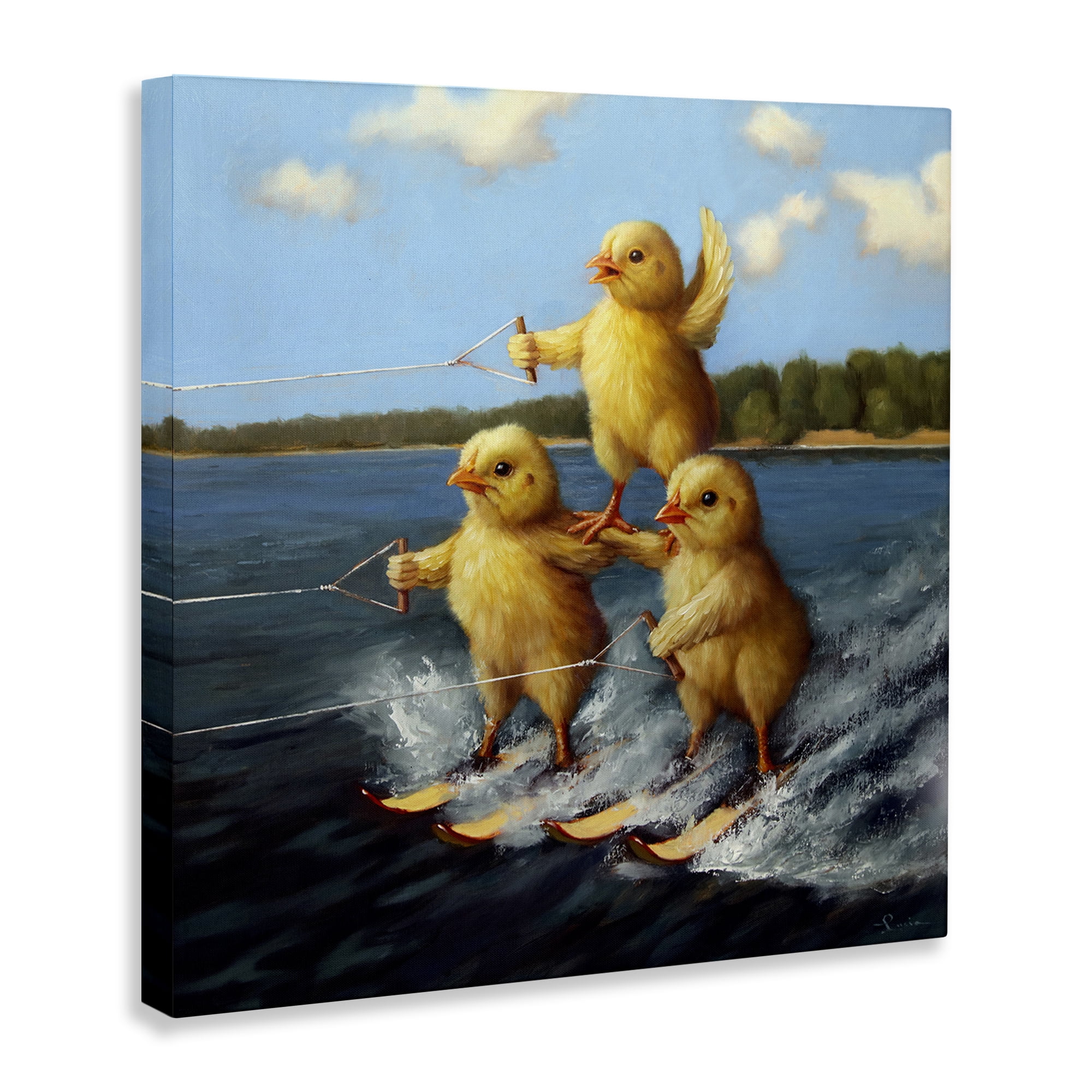 Stupell Industries Water Skiing Chicks Coastal Painting Gallery Wrapped Canvas Art Print Wall Art, 17 x 17