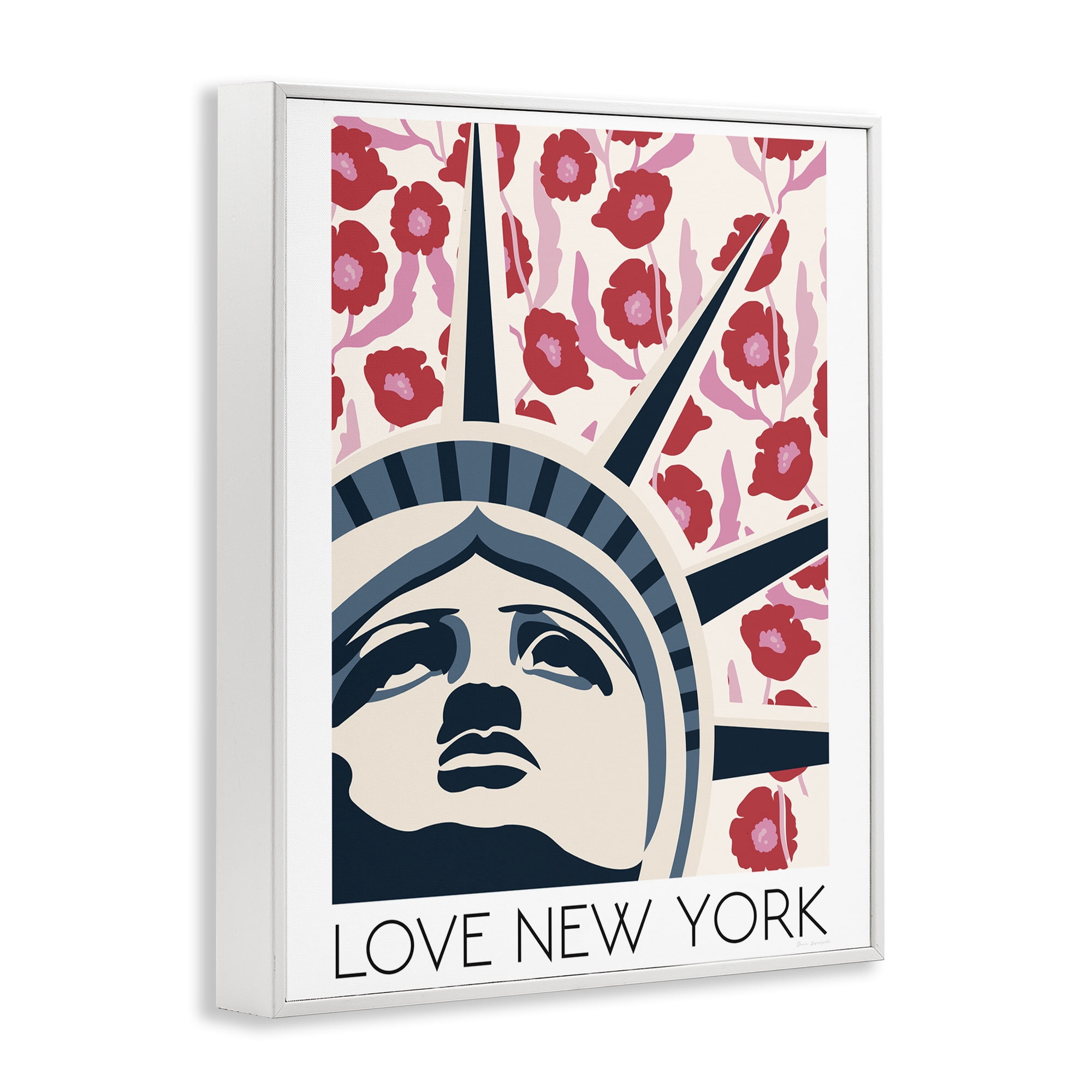 Stupell Industries Groovy Florals Love New York White Framed Giclee Art, design by Omar Escalante