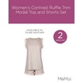 thumbnail image 2 of MeMoi Women's Contrast Ruffle Trim Modal Top and Shorts Set - Womens - Female, XS, Taupe Heather, 2 of 7