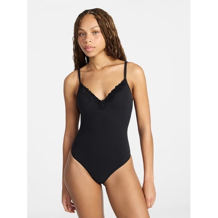 No Boundaries Fit Stretch Lace Wireless Bodysuit, Women's XS-XXXL