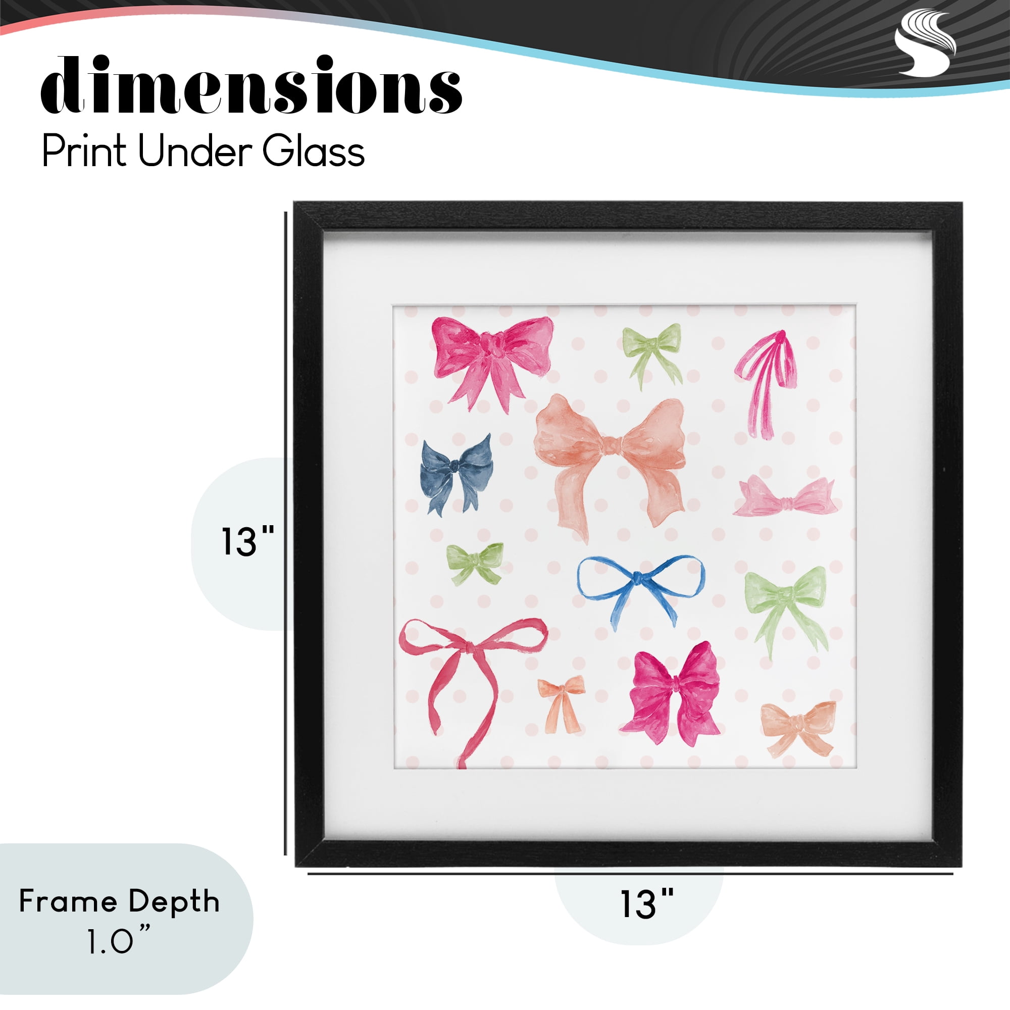 Stupell Industries Colored Bows on Plaid Black Framed Print Under Glass, design by Lucille Price